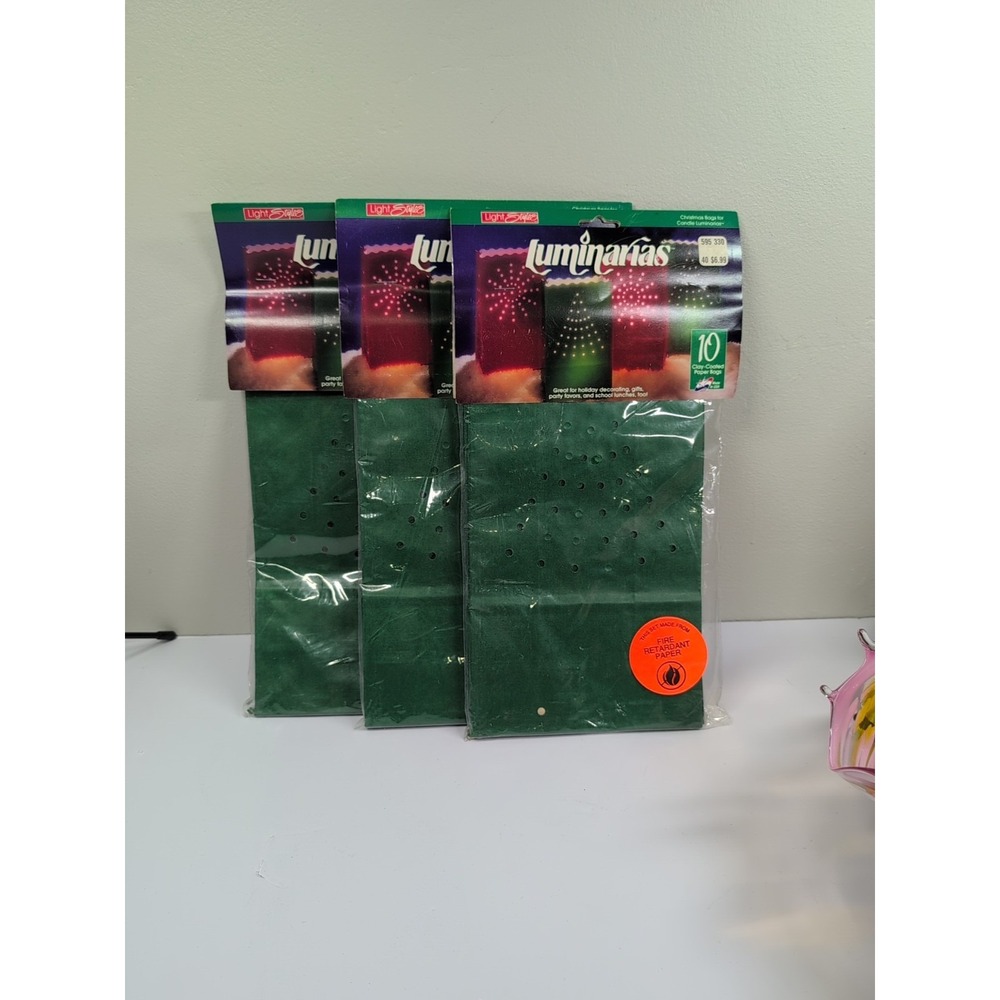 Vintage Luminarias Candles Christmas Cutout Christmas Tree‎ Paper Bags 3 Pack